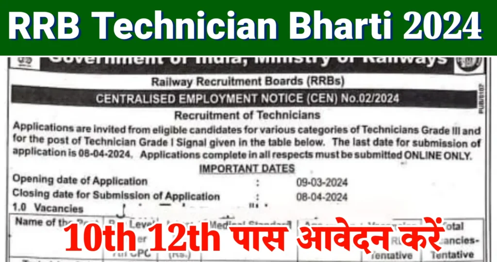 rrb technician recruitment 2024 apply online for 9000 posts